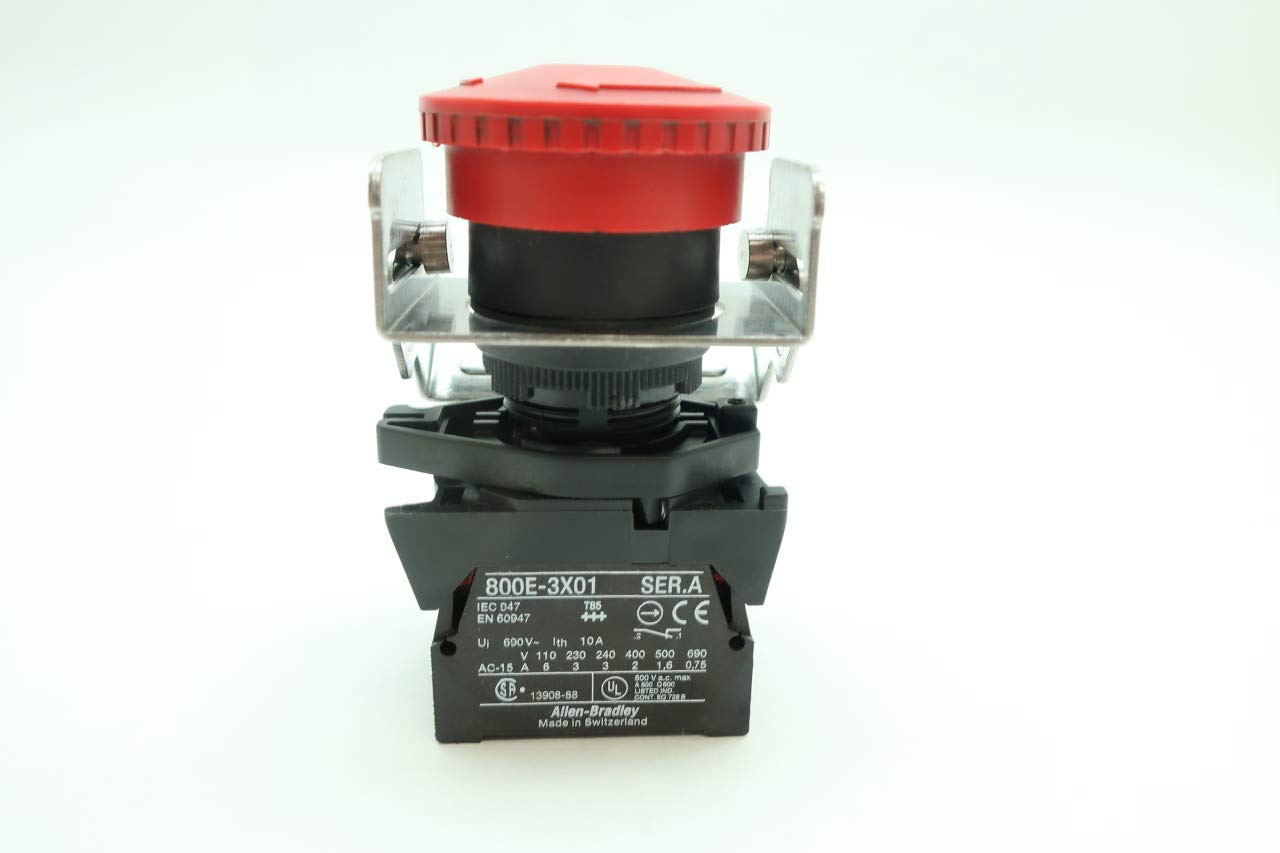 ALLEN BRADLEY 800E-3X10 3X01 RED PUSHBUTTON 600V-AC SER A D643147