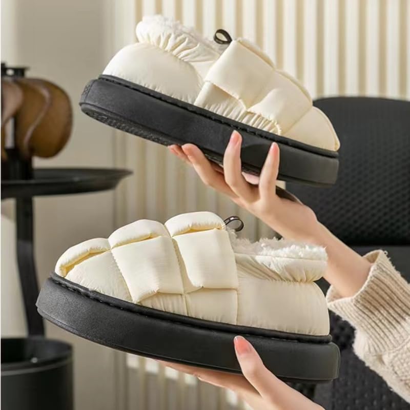 Scarpe in Cotone Antiscivolo da Uomo Ciabatte in Cotone Impermeabile A Plaid Ispessito