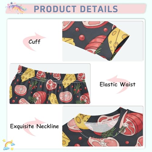 Pajama Sets Long Sleeve Meat Cheese Berries Soft Comfy Sleepwear 2 Piece PJS 3-8T4