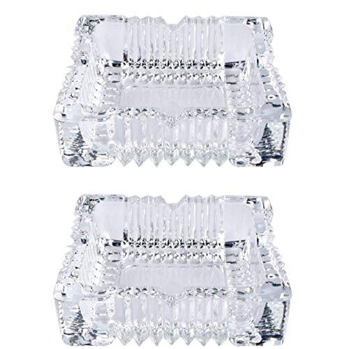 2pcs 4 inch ashtray,square tabletop glass ashtray smoke…