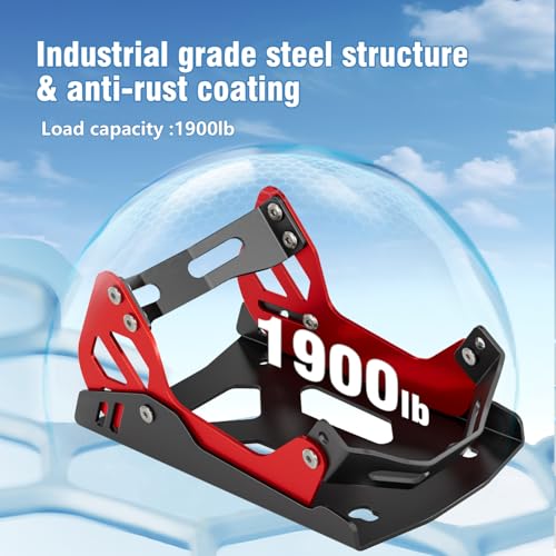 Image of Heavy-Duty Steel Motorcycle Wheel Chock for Trailer Mount | Anti-Rust Black /Red Design | Universal Front Wheel Chock Stand for Dirt Bikes & Motorcycles | Compact & Portable (5.3 inchH x 10.8 inchL x 6.1 inchW)
