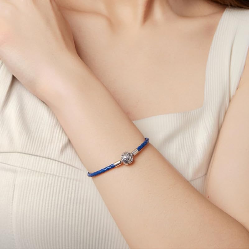 Generisch Damenarmband Aus 925Er Sterlingsilber Mit Perlen Und Lederbesatz, Verziert Mit Glückverheißenden Wolkenmotiven, Inklusive Geschenkbox. Ein Amulett Für Glück Und Wohlstand Perfekt Für