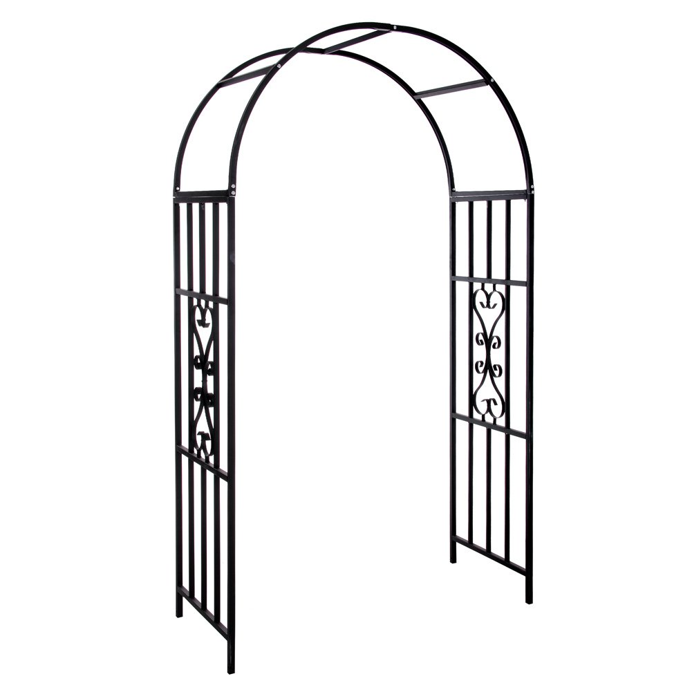 BAKAJI Arco da Giardino Supporto per Rose Piante Rampicanti in Metallo 113 x 50 x 205H cm Colore Nero