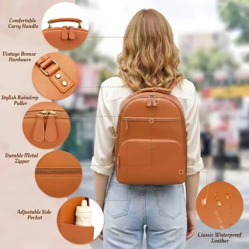 Mochila clásica para cámara de cuero PU para DSLR miniatura 5