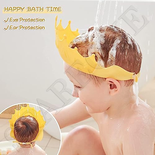 Image of SPAREQUE Baby bath Shower Cap, Shower Cap for Kids 0-9 Years, Adjustable Silicone Crown with Eye & Ear Protection, Waterproof Bathing Hat for Washing Hair