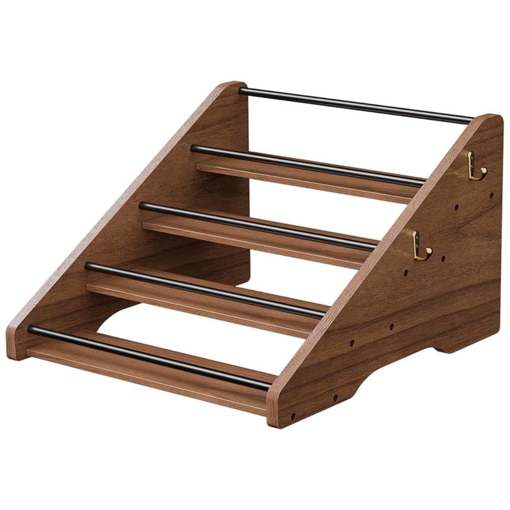 Fituenly Wooden 4 Tier Liquor Bottle Display Shelf, Wine and Coffee Syrup Rack Organizer, Detachable Bottle Stand for Home Bar, Bar Cabinet and Party Use