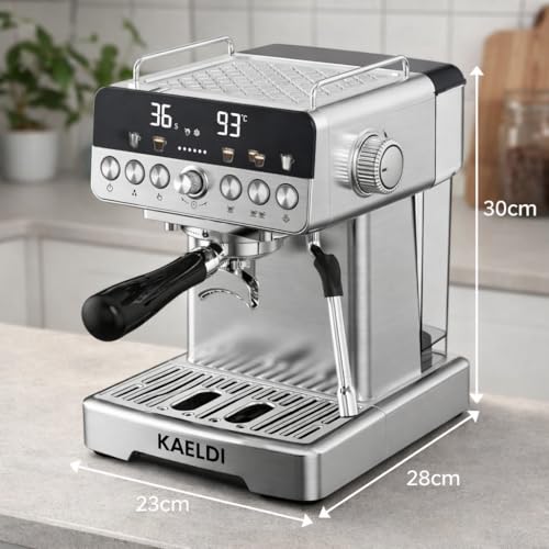 Image of Espresso Coffee Machine | 20 Bar High Pressure | Stainless Steel Body | Adjustable Brewing Time and Temperature | Cold Espresso Option | Milk Frother for Cappuccino and Latte