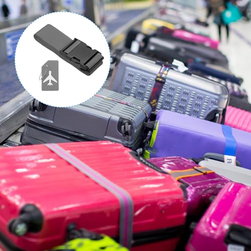 Image of PATIKIL Luggage Strap with Luggage Tag and Loop 78 inchx2 inch, 3 Set Adjustable Suitcase Belt for Travel Packing Bag Closure Identify, Gray