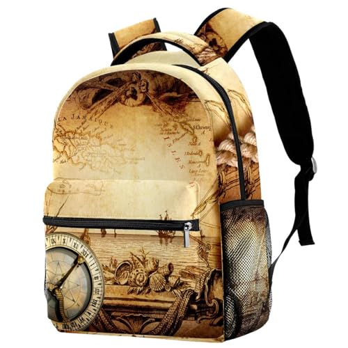 Sac à dos d'école grand format boussole nautique contre le mal de dos