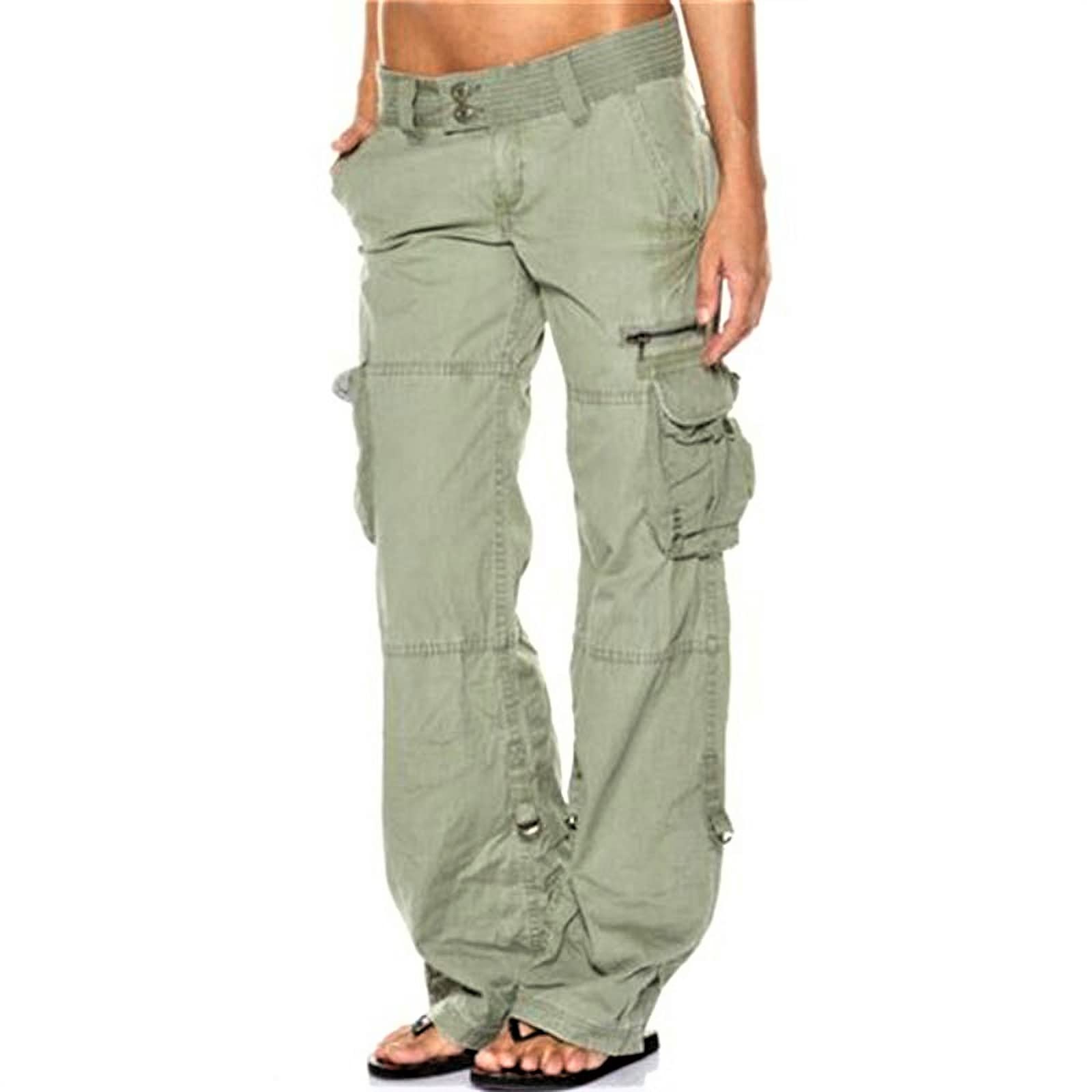 qxuylmd Womens Baggy Cargo Pants with Pockets Y2K Wide Leg Slacks Casual Military Army Hiking Combat Tactical Work Trousers