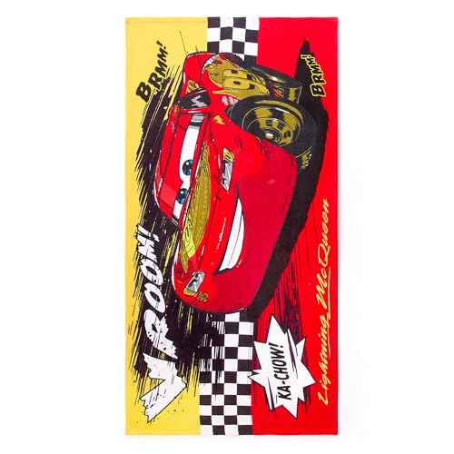 Disney Store Official, Serviette de Plage Flash McQueen, Disney Pixar Cars, Serviette de Plage en Coton Doux à séchage Rapide, Drap de Bain pour Enfants
