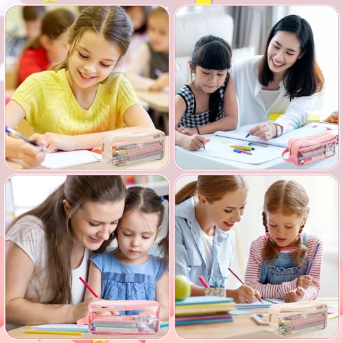 Clear Pencil Case,Clear Exam Pencil Case,Waterproof PVC Zippered Toiletries Storage Pouch,Travel Luggage Pouch Make Up Cosmetic Bag,Pack of 2 - Image 6