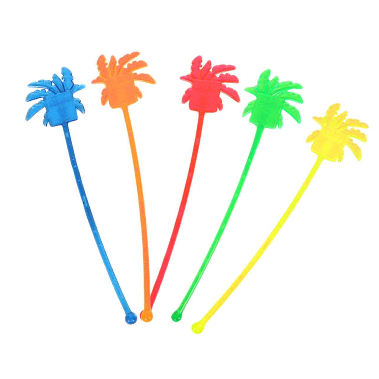NAMOARLY 50Pcs Colorful Coconut Tree Drink Stirrer Sticks Plastic Swizzle Sticks for Cocktails Beverages and Parties Accessories