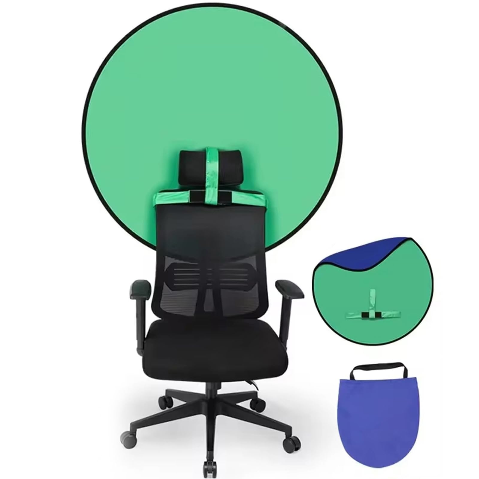 Pannello di sfondo fotografico retrattile portatile su entrambi i lati, schermo verde e blu pieghevole per riunioni virtuali, streaming live e uso domestico e ufficio fotocamera