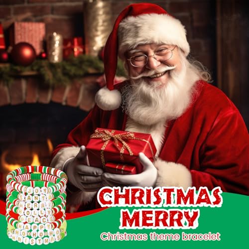 48 Pcs Thanksgiving Day/Halloween/Christmas Bracelets Bulk Festive Polymer Clay Beaded Bracelets Pumpkin Turkey Boo Skull Joy Merry HoHoHo Stretch Jewelry Gifts for Holiday Friend3