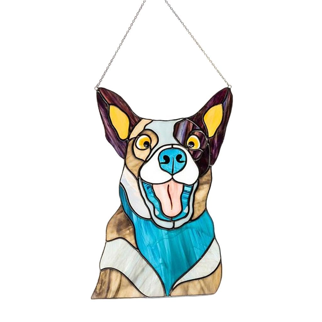 ATORSE® Peeking Cat Stained Glass Suncatcher Lover Gift Stained Glass Window Hanging Dog-image-25