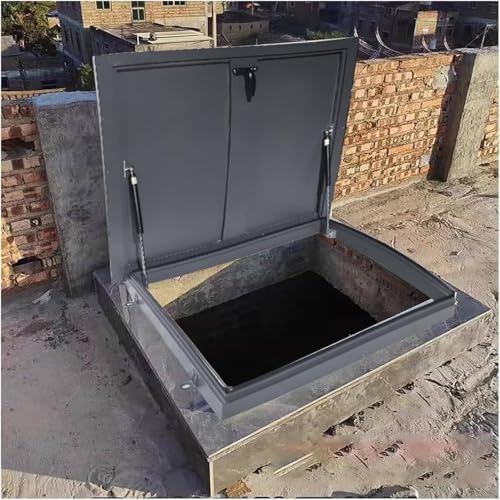 Galvanized Roof Access Hatch & Vent, Attic Escape Cover with Rain Protection, 100x100cm/39.4x39.4in, Ideal for Basement Cellar Stairs Exit Solutions