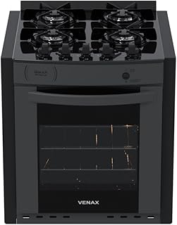 Fogao de embutir 4 bocas venax gaudi prisma vitreo bl grafite gas glp