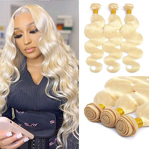 Mariska 613 Blonde Bundles 9A Brazilian Body Wave 3 Bundles Human Hair Bundles 100% Virgin Remy Hair 613 Bundles Human Hair Extensions (28 28 28, 613 BW)
