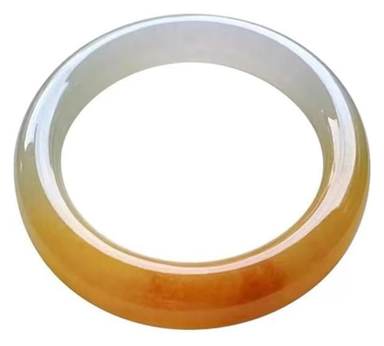 Hhozsafety Women's Blanc Jaune _ 58 Mm Genuine Natural Round Burmese Jadeite Yellow White Jade Bangle Bracelet's Genuine Natural Round Burmese Jadeite Yellow White Jade Bangle Bracelet