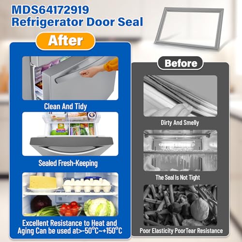 Image of 24″x35″ MDS64172919 Freezer Door Gasket Replacement Compatible with LG Kenmore LFC25776ST LFC28768ST, Upgraded 2704730 Refrigerator Gasket Replace AP5787017 MDS38201406 Seal - Unbent