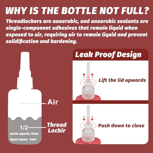 Thread Lock, 100ml Locktight Threadlock High Strength, Threadlocker Lock & Seal Nuts, Bolts, Stable and Anti-Rust - Image 3