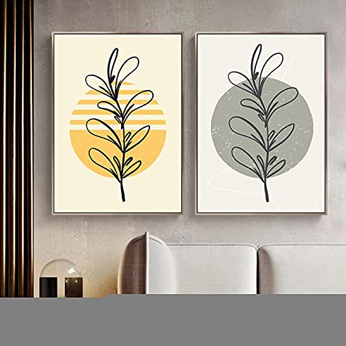 Poster abstrait ligne pour salon moderne décoration murale fleurie