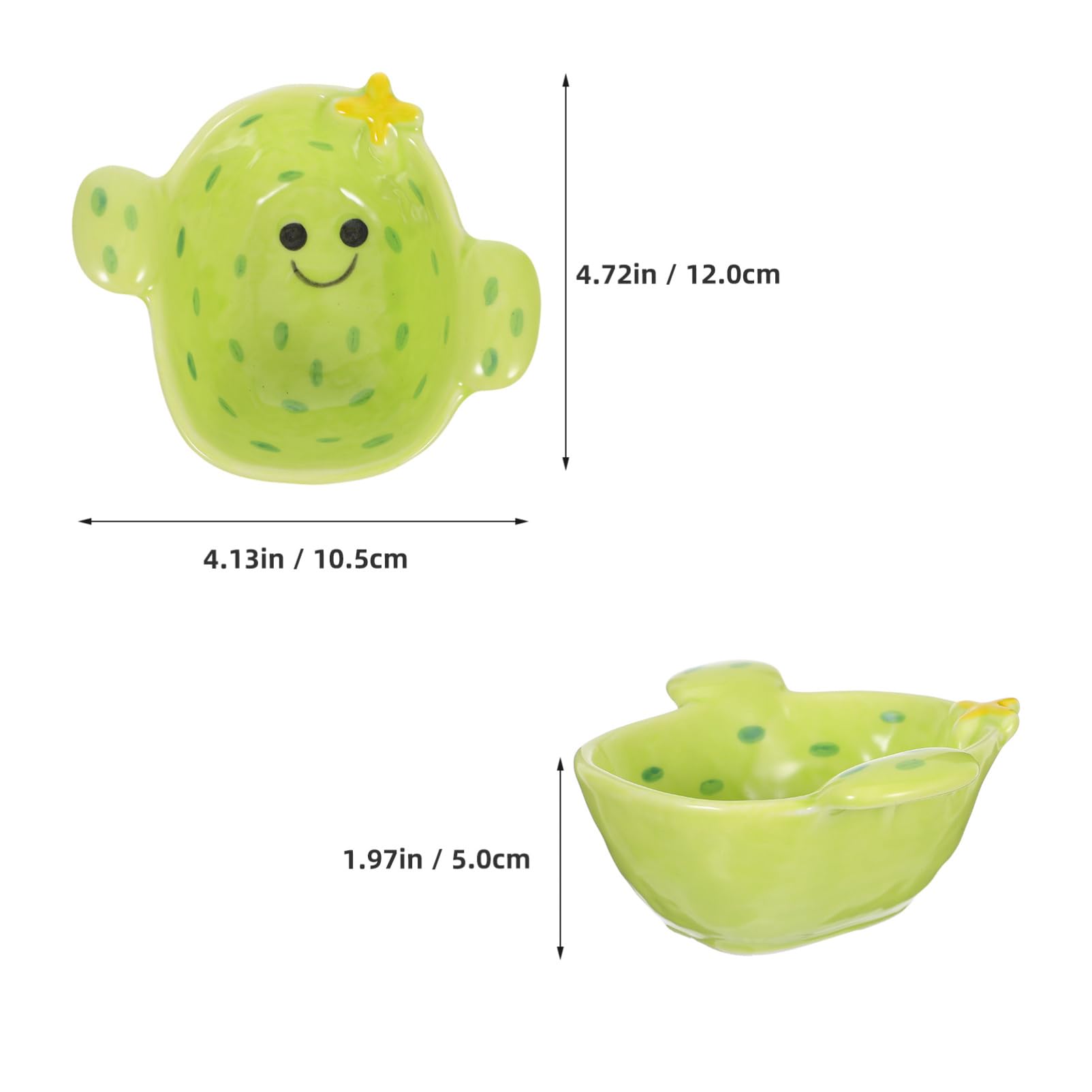 SOLUSTRE Cactus Ceramic Dish for Dipping Sauce Cute Hand Painted Cartoon Design for Sushi Plates Versatile Condiment Bowl for Hot Pot and Side Dishes for Fun Dining