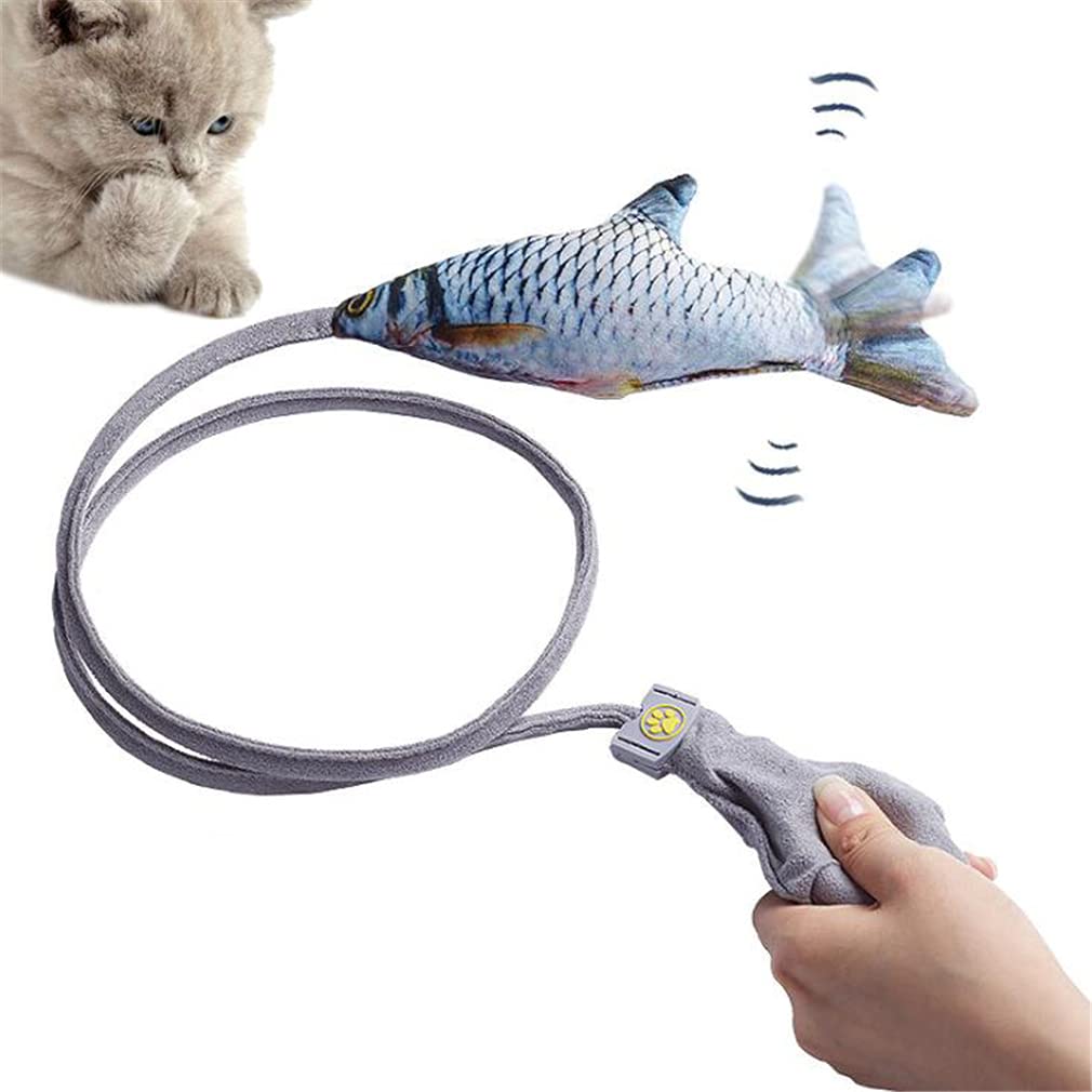 Xemz Floppy Fish Cat Toy, Plush Wiggle Fish Catnip Toys Cat Interactive Airbag Toy, Kitten Chew Bite Kick Cat Pillow Pet Funny Interactive Toy for Indoor Kitty Cat Exercise & Catching (Grey carp)