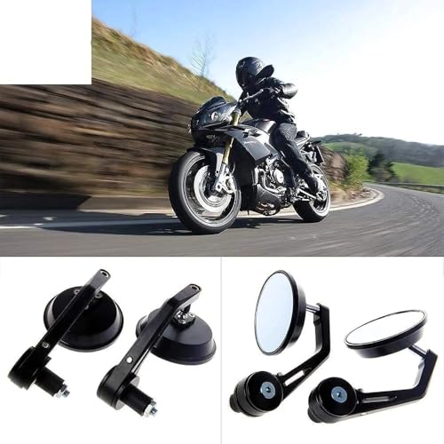 Image of Motorcycle Bar End Side Mirrors ? Round Rear View Mirrors for Royal Enfield Guerrilla 450 & Other Bikes (Set of 2)