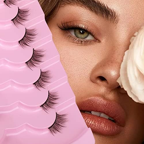 Half Lashes Natural Look Wispy Soft Strip Mink Eyelashes Cat Eye 3D Short False Lashes 7 Pairs Pack by ALICE