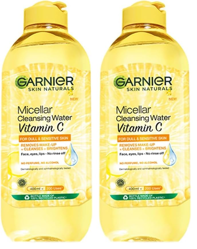 Image of Garnier Vitamin C Micellar Cleansing Water- For Bright Skin, 400ml (Pack of 2)