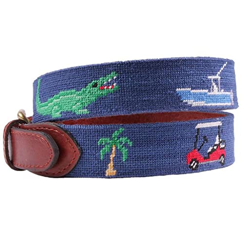 Florida Life Needlepoint Belt in Classic Navy by Smathers & Branson2