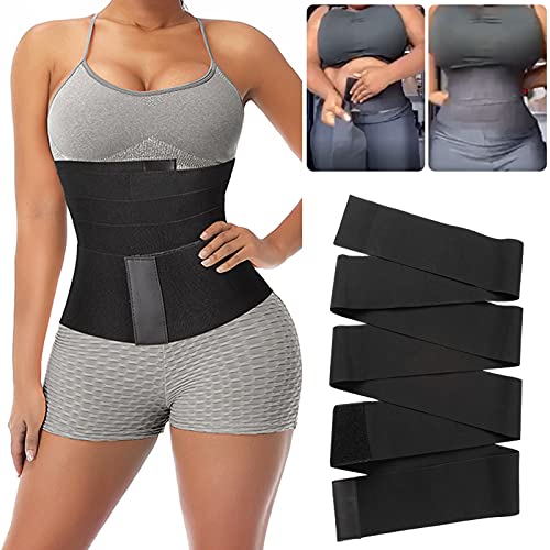 Waist Trainer for Women & Men Lower Belly Fat,Adjustable Waist Trainer Belt Inside and Outside,Sweat Band Stomach Wraps for Weight Loss,Sport Workout Body Shaper Belt(3M/10FT) Black
