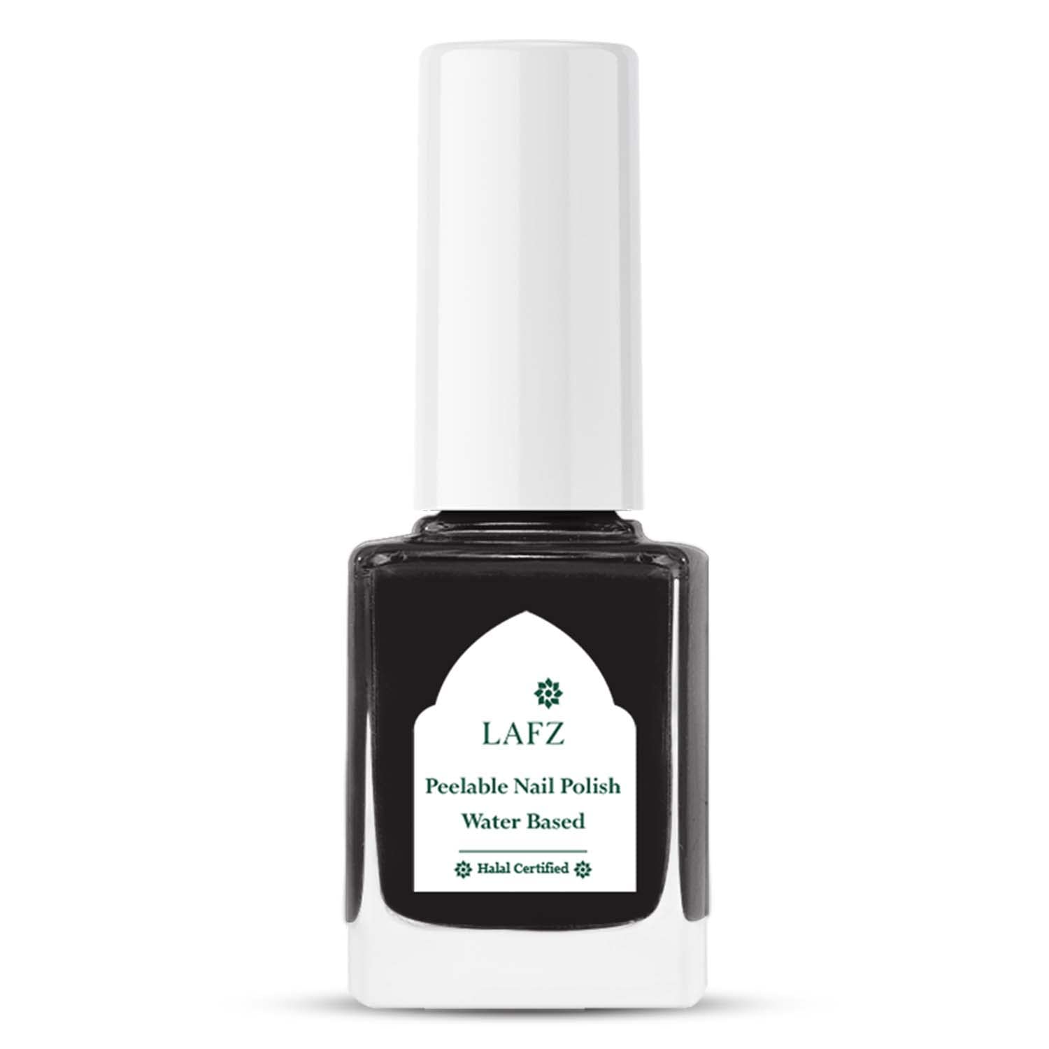 Lafz Peelable Nail Polish, Easy-To-Apply, Easy-To-Remove, Water-Based Colour. Washable Nail Polish For Instant Makeover For Your Nails. Use Anytime, Anywhere - (Black Raven) 11ml