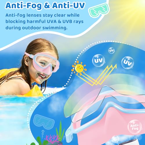 Gafas de natación para niños Vvinca con cubierta de nariz 2 unidades para piscina natación miniatura 5