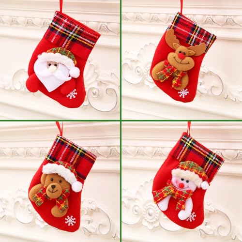 8 Stück Christmas Stocking, Hängende Weihnachtsdeko, Nikolausstrumpf Personalized, Befüllen Und Aufhängen Weihnachtsstrumpf, Für Weihnachtsbaum, Kamin, Schaufenster, Hängende Weihnachtsdeko (A)