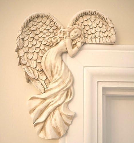 Garden Mile® Vintage Shabby Chic Style 25cm Ivory Angel Wings Door Frame Ornament. Unique Home Decoration Wall Sculpture.