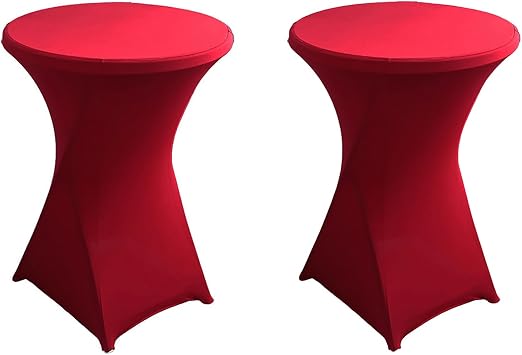 2 Pack Spandex Table Cloth Highboy Cocktail Table Covers Burgundy 28 x 43 Fitted Stretch Cocktail Tablecloth for Wedding, Banquet and Party PTC22