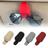 YHNNH 2 Stück Brillenhalter, für Maserati Grecale 2022-2024 Sonnenbrillenhalter Auto Magnetischer Leder Brillenhalter Clip Auto Sonnenblende,D/Red