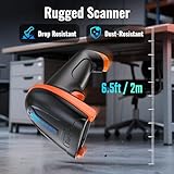 Tera 1D 2D QR Wireless Barcode Scanner 2.4GHz wireless & USB 2.0 Wired 1D 2D QR Bar Code Scanner Cordless CMOS Image Barcode Reader for Mobile Payment Computer Screen Reader with Stand, D5100-Z - Image 6