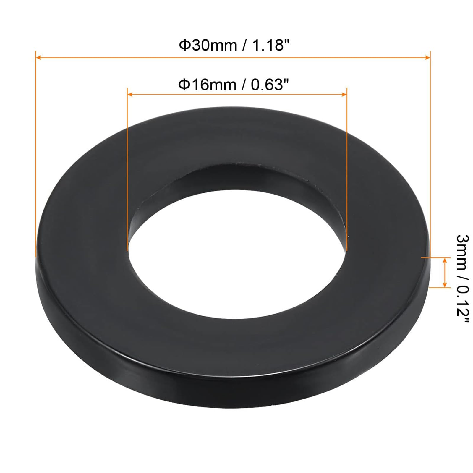 TA-VIGOR 12Pcs Black Nylon Flat Washers, M16 x 30mm x 3mm, Insulating O-Ring Gaskets, Tap Sealing Spacer for Faucet Pipe - Image 2
