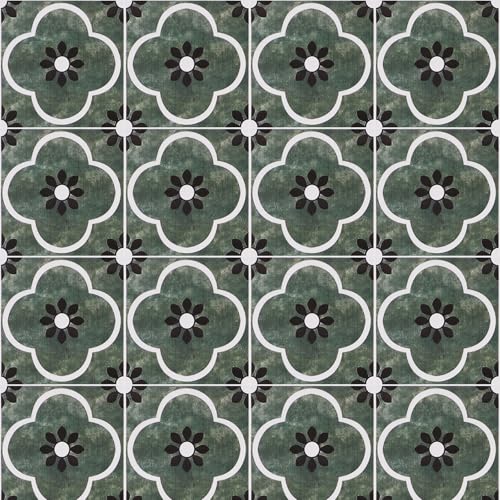 ICYEHAO Carta da Parati Adesiva Muro Cucina Verde,44 x 500cm Carta da Parati a Imitazione di Piastrelle Carta da Parati Adesiva Muro Floreale Carta Adesiva per Mobili Cucina Parato Adesivo per Parete