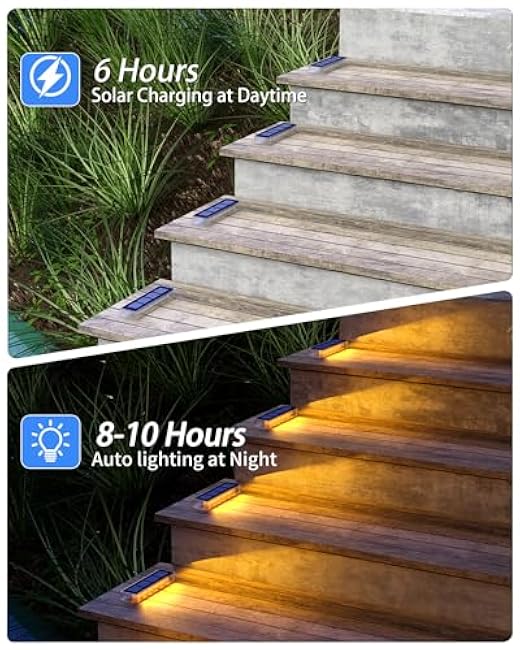 Solar Step Lights for Outside,4 Pack Solar Stair Lights Outdoor Waterproof,Warm White Deck Light Solar Powered Waterproof for Steps,Stairs,Walkway,Sidewalk,Patio,Pathway