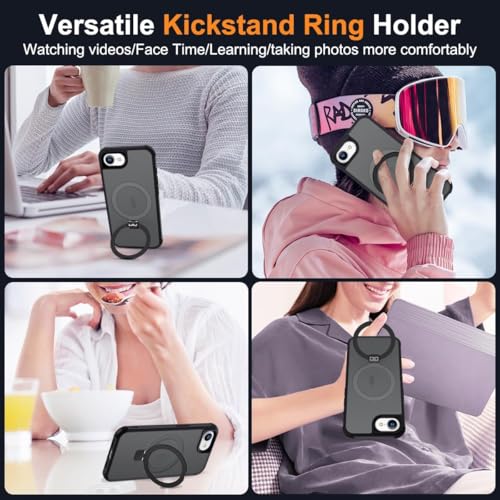 Image of iPhone 16e Magsafe Stand Case | Matte Design & 360 Protection | Military-Grade Apple iPhone 16e Cover | Ultra Premium - Black