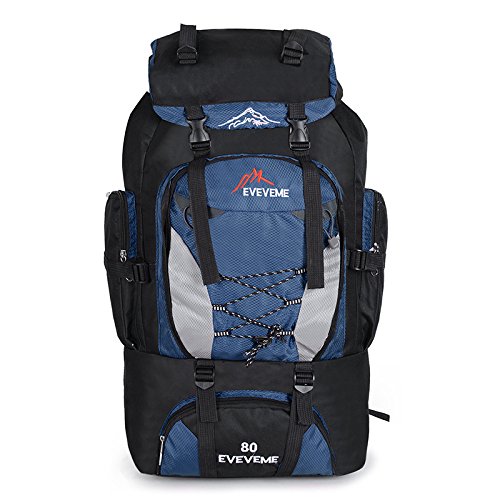 Keebgyy Sac de voyage 80 L - Tissu Oxford de qualité supérieure - Résistant à l'eau - Idéal pour le camping, la randonnée, les voyages, bleu Cover