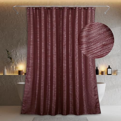 Red Glitter Shower Curtain: Burgundy Sparkle Bling Shiny Metallic Shimmer Shower Curtain for Bathroom