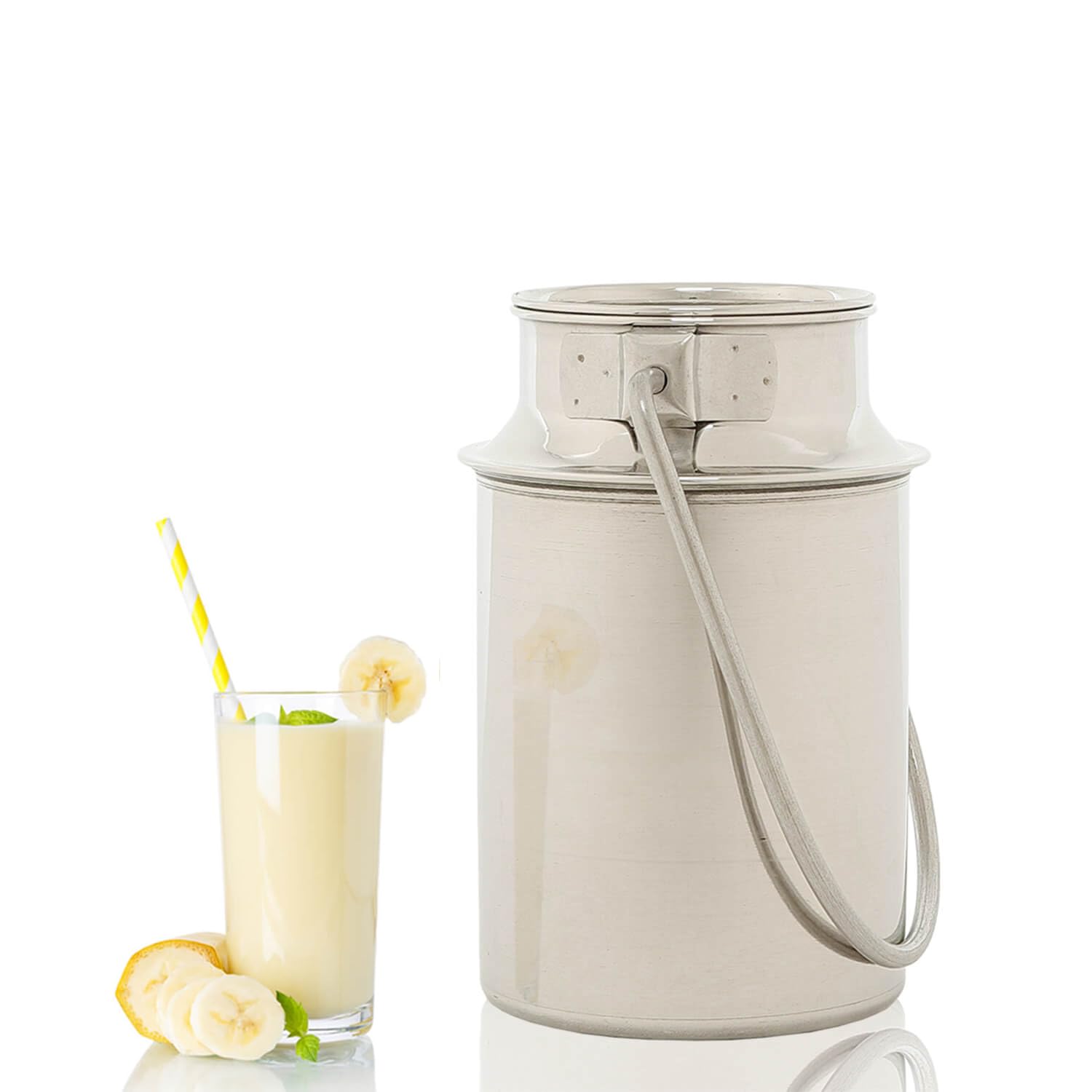 Jarra de leche de acero inoxidable 7,5 litro para café leche salsas cocina comedor mesa con tapa