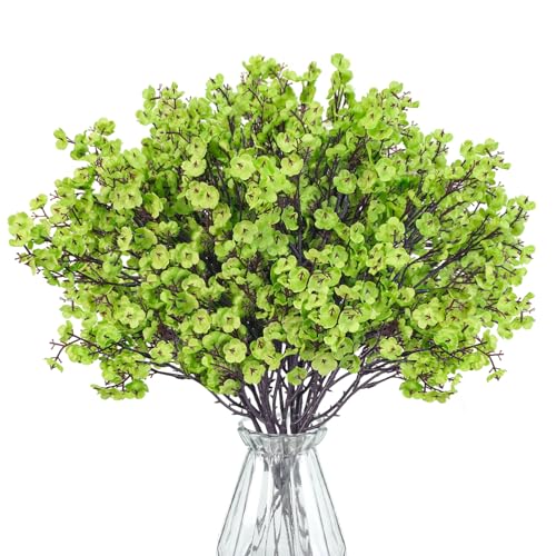 Uieke 30 Pcs Babys Breath Artificial Flowers Bulk Silk Green