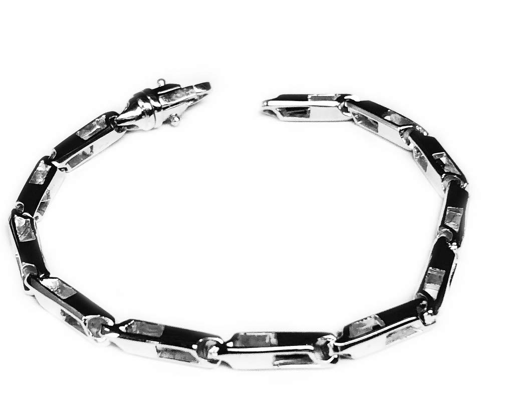 18k Solid White Gold Handmade Fashion Link Men Chain Bracelet 8" 26 gram 4.5MM